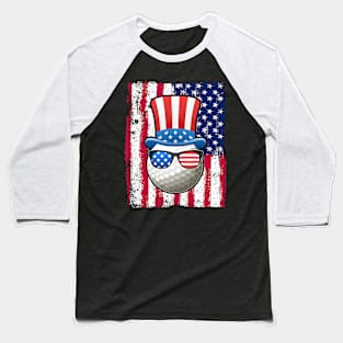 Golf Ball American Flag 4th of July Funny Gift Baseball T-Shirt